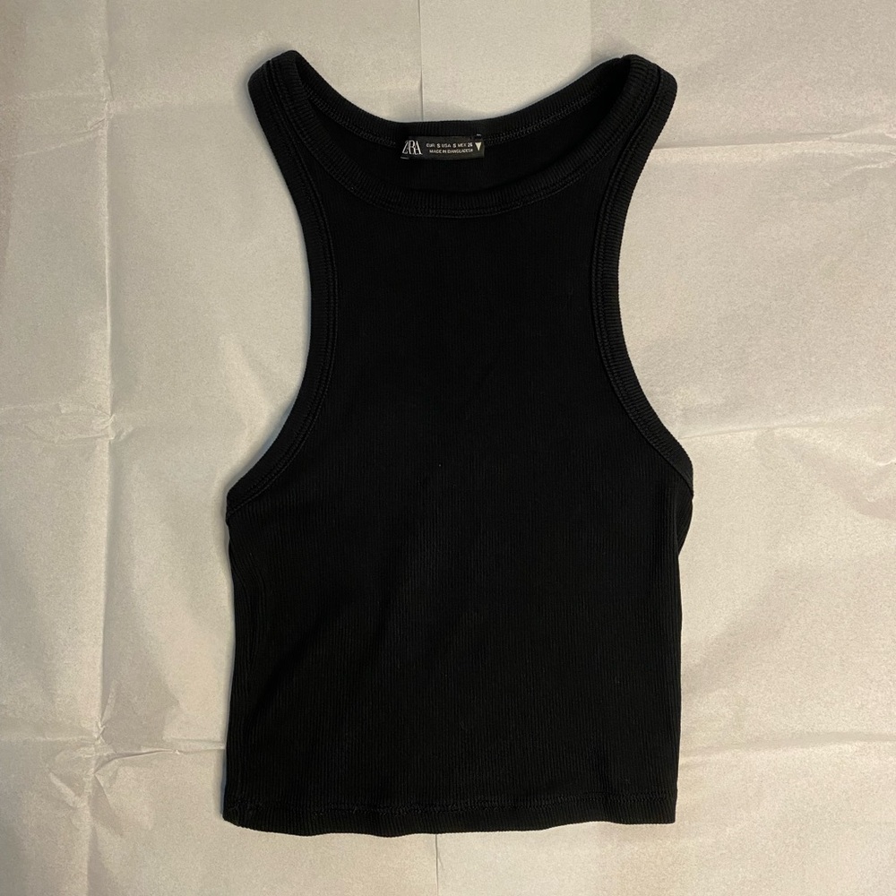 Zara Cropped Ribbed Tank Top